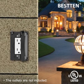10 Pack BESTTEN Outdoor Weatherproof Outlet Cover for GFCI and Decor Receptacle, Vertical/Horizontal Auto-Closing Lid, H4.65" x W2.87" x D0.71", Black