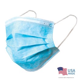 Altor Safety 62212 Blue Disposable Face Masks, USA Made Protective 3 Ply Comfortable Breathable Face Mask with Elastic Earloops and Nose Clip for Adults (Box of 50)