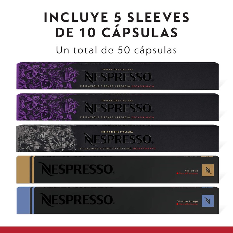 Nespresso, Café Decaffeinato, Paquete de 50 cápsulas de Sistema Original