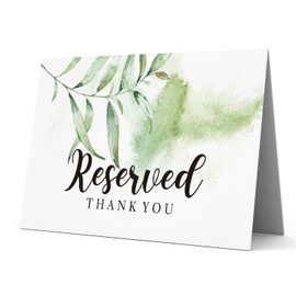TENTADO Reserved Table Tent Card, 10 Pack, 4"x6", Green, Paper, Table Reserved Signs, Elegant Nature-Inspired Formal