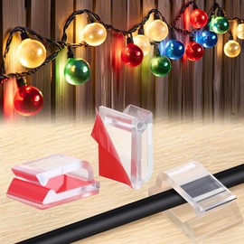 Hicarer 100 Pcs Adhesive Cable Clips Hooks for Outdoor String Lights Clips Wire Clips Cable Management Wire Cord Holder for Hanging Christmas Light Wall Desk Car Home Office(Small,Red)