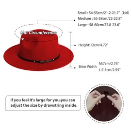 jingsha Fedora Hats for Men & Women Wide Brim Fedora Felt Panama Hat Men's Dress Hats with Belt Buckle