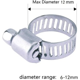 12Pcs 6-12mm Hose Clips Jubilee Clips Adjustable 304 Stainless Steel Hose Clamps Worm Drive Pipes Hose Clamps Clips