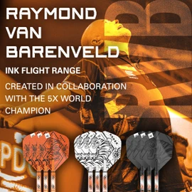 Target Darts Raymond Van Barneveld Ink Design No.6 Dart Flights & Medium (48 mm) Shafts Stems - Pack of 3