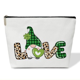 Love Saying Gnomes Cosmetic Pouch with Zipper Irish Blessing St Patrick's Day Bags Shamrock Make up Bags Saint Patricks Party Favors Small Travel Organizer for St Patricks Day Gifts for Friends YT062