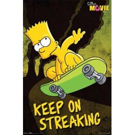 2007 THE SIMPSONS BART SKATEBOARD KEEP ON STREAKING POSTER NEW 22x34 TRENDS 9037