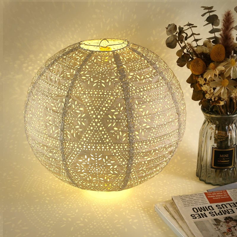 LIHAO 12 inch Paper Lantern Hollowed Hanging Lantern Lamp Shade