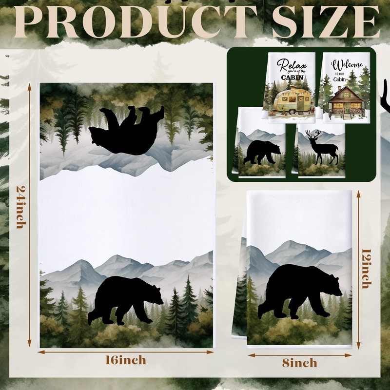 Buryeah 4 Pcs Cabin Kitchen Towels Set 23.6 x 16