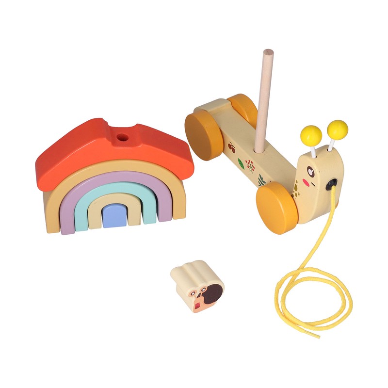 Beech Wooden Baby Pull Along Toy WalkALong Snails Toddler for