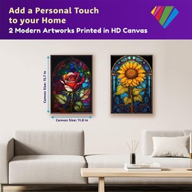 OFRKE 2-Piece Rose Sunflower Diamond Painting Kits for Adults, Round Full Drill 5D DIY Diamond Art Kits for Home Wall Decor 12"x16"