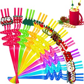 30 Pcs Reusable Christmas Plastic Straws for Kids,Bulk Christmas Party Favors Straws,Christmas School Party Supplies for Kids Goodie Bags,Christmas Theme Decoration,2 Cleaning Brushes