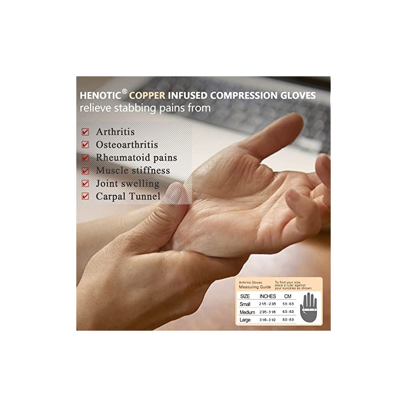 Copper Arthritis Gloves for Women Men, Fingerless Breathable & Moisture