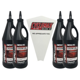 Cyclemax Four Pack Compatible with Kawasaki KPO Gear Oil with Limited Slip K6103G-103-01Q Contains Four Quarts and a Funnel