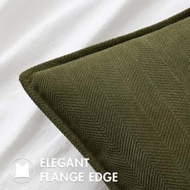 MIULEE Pack of 2 Olive Green Decorative Lumbar Pillow Covers 12x20 Inch Soft Chenille Luxurious Couch Throw Pillows Farmhouse Cushion Covers with Elegant Design for Sofa Bed Living Room Home Decor