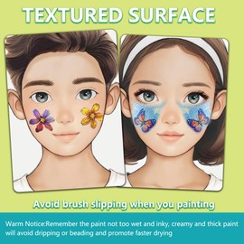 DELORIGIN 2pcs Face Painting Practice Board A4 Reusable Makeup Painting Practice Board Painting Exercise Template Stage Makeup Painting Tool Facial Painting Supplies for Makeup Beginner (Boy&Girl)