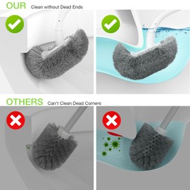 OSCIOSS Bamboo Toilet Brush Set, 2 Pack with Ergonomic Design, Compact Size, Durable Bristles, Wooden Holder for Bathroom Cleaning