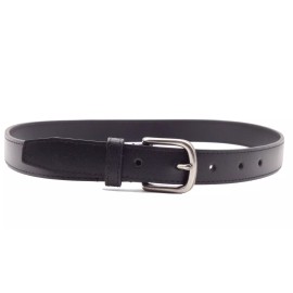 Unbranded Child Black Leather Belt Buckle Brass Color Size 20"