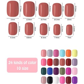 576 Pieces Colorful Short False Nails Round Kalolary Fake Nail Full Cover Artificial Acrylic Tips Press on Nails for Women Girls DIY Nail Art Design (24 Colors)