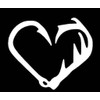 Fish Hook Antler Heart Decal Vinyl Sticker|Cars Trucks Vans Walls
