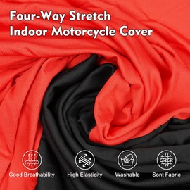 Indoor Motorcycle Cover, Soft Stretch Elastic Dustproof Protection Windproof Cover for Bike, Black and Red Stitching Motorcycle Cover for 109 x 41 x 54 in