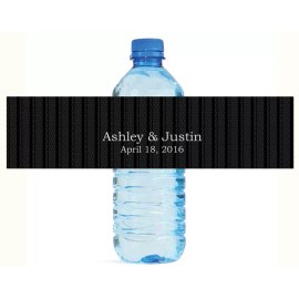 My Wonderful Labels 100 Black Pinstripe Wedding Anniversary Engagement Party Water Bottle labels