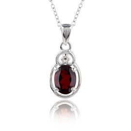 GEMKORA Real Garnet Crystal Pendant Necklace, Natural Gemstone, Birthstone Crystal, Healing Stone, Gift for Women Mom Her, Statement Jewellery, 925 Sterling Silver 18 inch