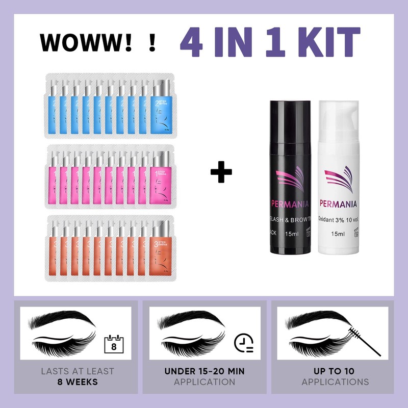 PERMANIA Eyelash lifting set with black, lash lifting and ink