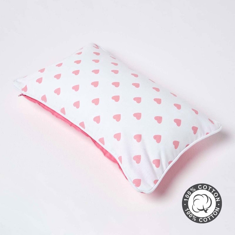 Homescapes Cushion Cover with Pink Hearts, Decorative Cushion Cover 30