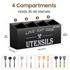 Wingsife Utensils Holder with 4 Compartments, Bamboo Utensil Organizer for