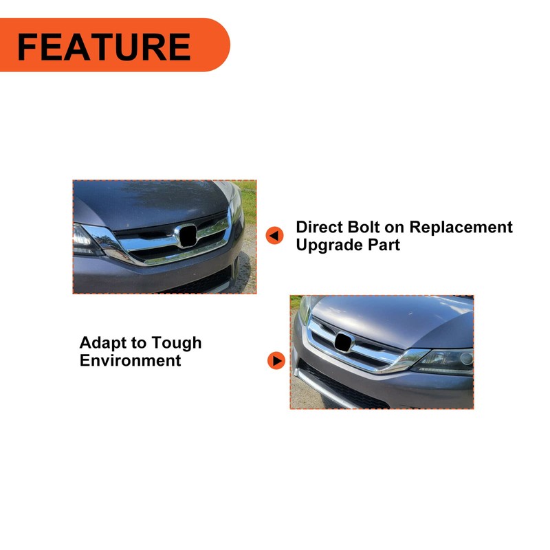 ECOTRIC Front Bumper Grille Compatible With 2013 2014 2015 Honda