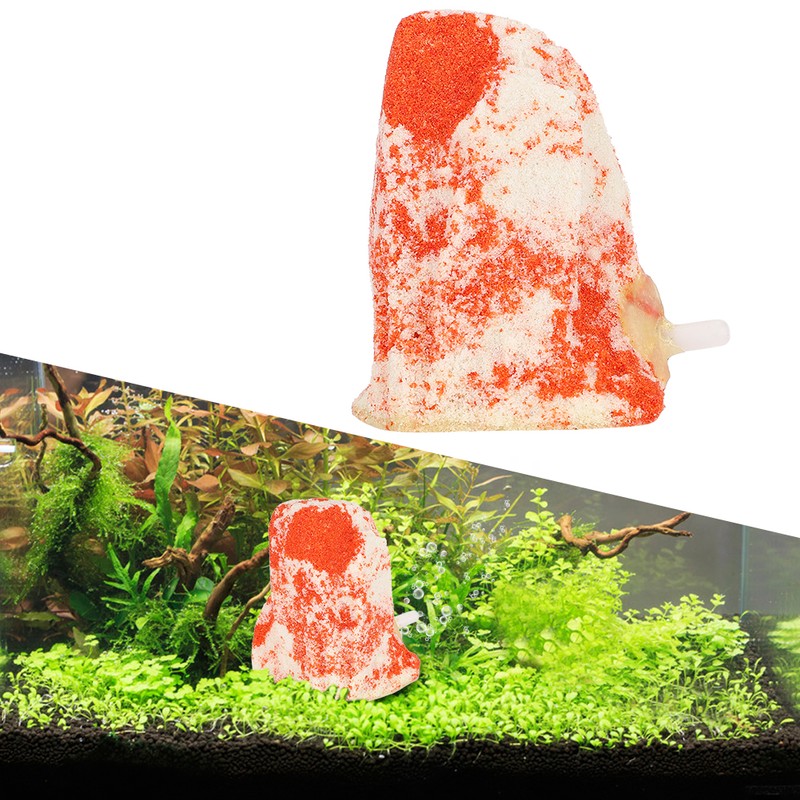White Red Aquarium Artificial Volcano Bubble Air Stone Fish Tank