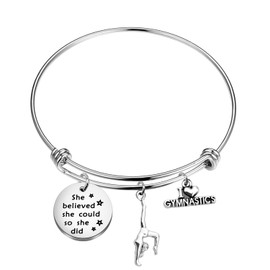 FUSTMW Gymnast Gift Gymnastics Bracelet Gymnast Jewelry Gymnastics Lover Gifts Gymnastics Class Gift for Women