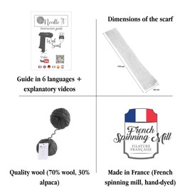 Needle It® - Complete Beginner's Knitting kit with Knitting Needles - Knitting Wool Scarf - Gift Idea (Grey)