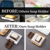 Wooden Soap Dish for Shower,Set of 2 Shower Soap Holder,Self