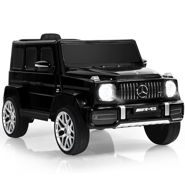 INFANS Licensed Mercedes Benz G63 Kids Ride On Car, 12V Electric Vehicle with Remote Control, Double Open Doors, Music, Bluetooth, Wheels Suspension, Battery Powered for Children Boy Girl (Black)