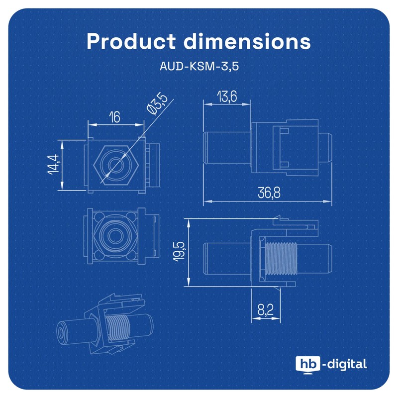 HB-DIGITAL Keystone Module with Jack Socket | Multimedia Keystone for