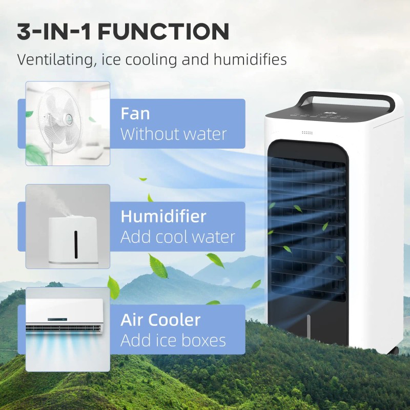 Remote Timer Oscillating Air Cooler with Ice Packs Water Humidifier