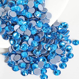 Beadsland Hotfix - 1440 diamantes de imitación de cristal con parte trasera plana para manualidades, ropa, decoraciones de bricolaje, azul capri, SS20