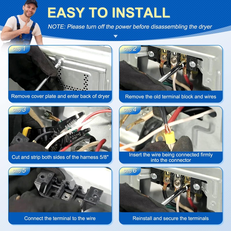 279320 14201229 Dryer Terminal Block Kit Compatible with Whirlpool Kenmore