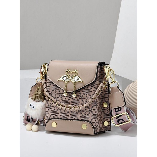 Fashionable Geometric Pattern Pu Leather Crossbody Bag As Gifts, 2025