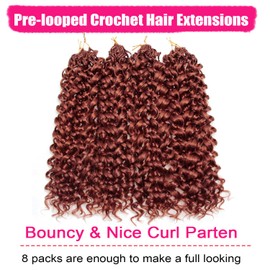 8 Packs GoGo Curl Crochet Hair 18 Inch Curly Crochet Hair for Women Water Wave Beach Curl Deep Crochet Braids Synthetic Braiding Hair Extensions #350