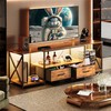 EKNKOZY Dresser TV Stand with Power Outlets & LED Lights,