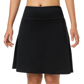 Women Skorts Skirts with Zipper Pockets,Athletic Golf Tennis Swim Skirts 20" Knee Length Skorts for Women(Black 4XL)