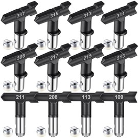 Zhengmy 12 Pcs Airless Paint Sprayer Tips Reversible Spray Tips Nozzles Tip Paint for Airless Spraying Machine(109,113, 208,211,213,215,217,308,311,313,315,317)