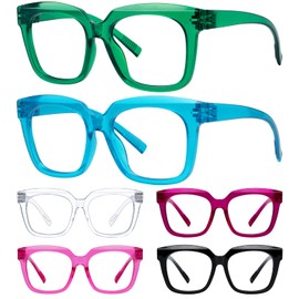 Eyekepper 6 Pack Metalless Screwless Spring Hinges Reading Glasses Women Ladies Readers Oversized Cheaters Eyeglasses +0.50