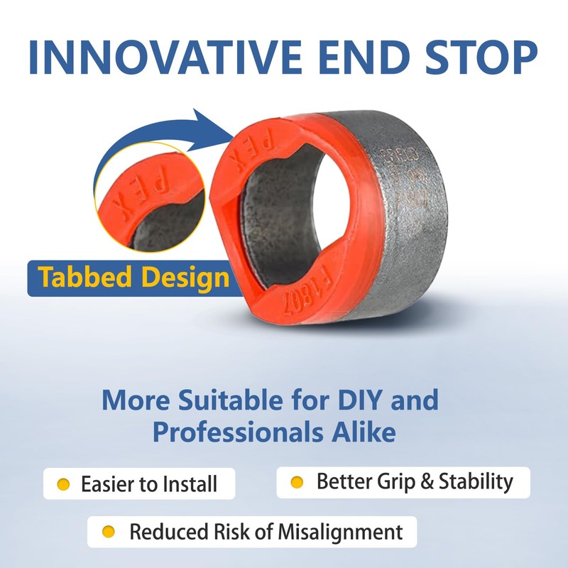 100Pcs GUOFIS PEX Copper Ring with End Stop,1/2Inch Pro Pex