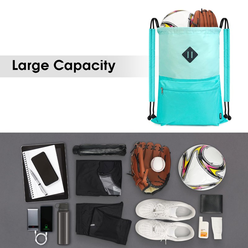 WANDF Drawstring Backpack, Sports Gym Bag with Wet Pocket, Water