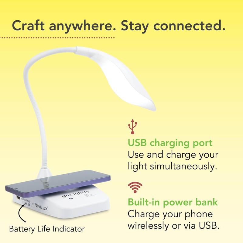 goLightly by ViviLux LED Rechargeable Desk Lamp with Wireless Charging