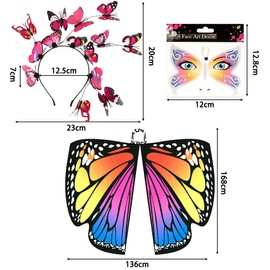 Sprinlot Butterfly Costume Women's Fancy Dress Costume Women's Colourful Butterfly Headband Butterfly Wings Adult for Carnival Fancy Dress Theme Party C7