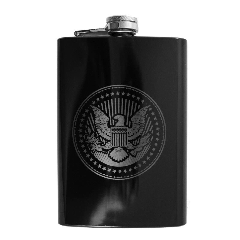 HipFlaskPlus 8oz Presidential Seal Black Flask